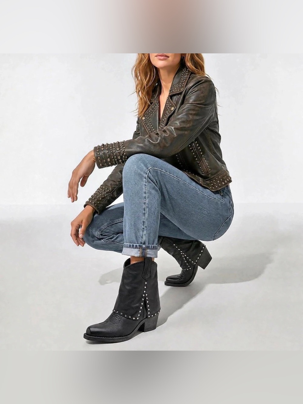 Modern Western Studded Ankle Boots